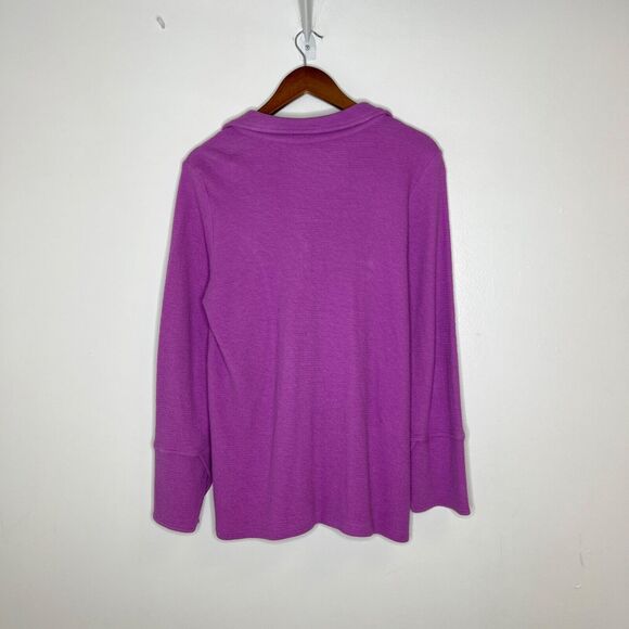 Soft Surroundings Purple Wide Collar Long Sleeve Shirt Size Small Women’s - Picture 12 of 12